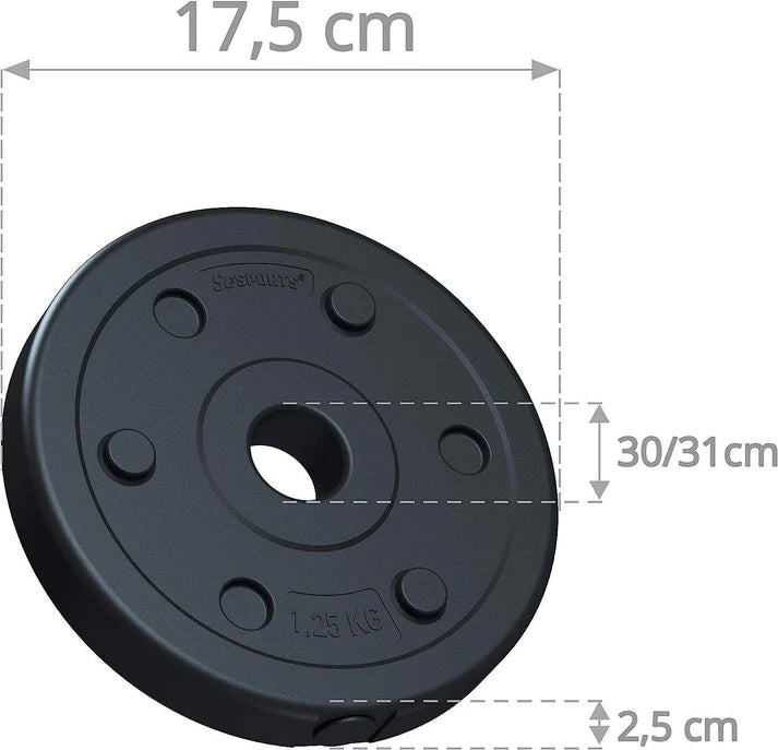 Set de placi de greutati, 5 kg (4 x 1, 25 kg), 30/31mm, ciment