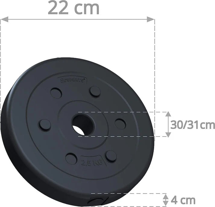 Set de placi de greutati, 5 KG (2x 2, 5), 30/31mm, umplute cu ciment