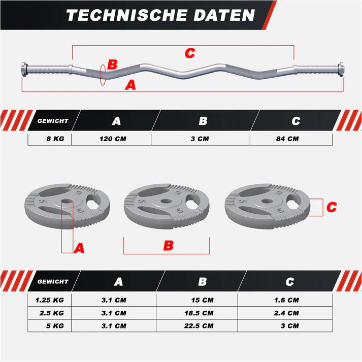 Set bara Z + discuri fonta, 35kg