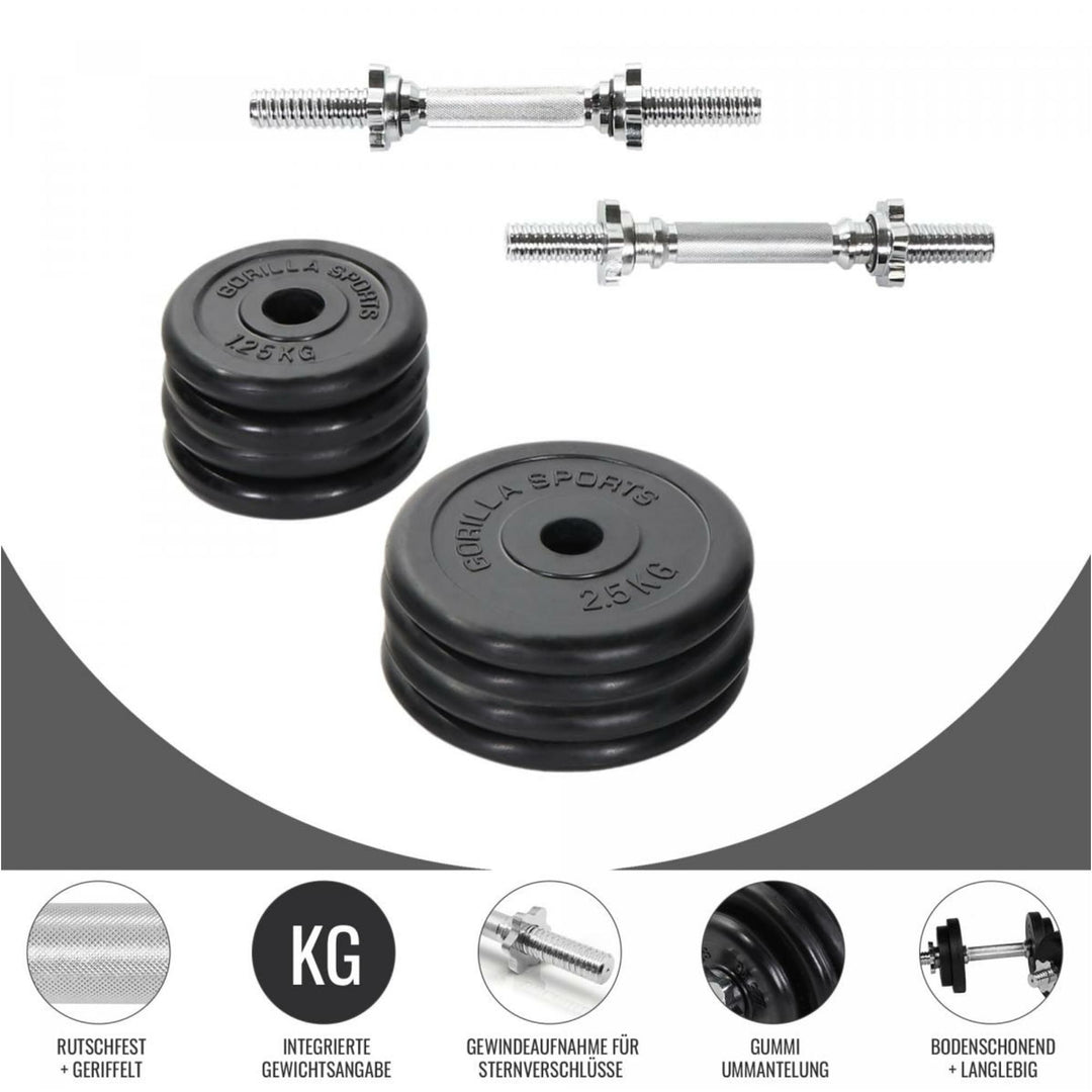 Set gantere cauciucate 20 kg - Gorilla Sports Ro