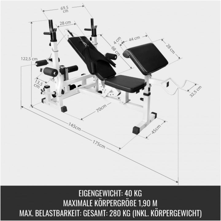 Banca multifunctionala  cu set gantere din cauciuc 108kg - Gorilla Sports Ro