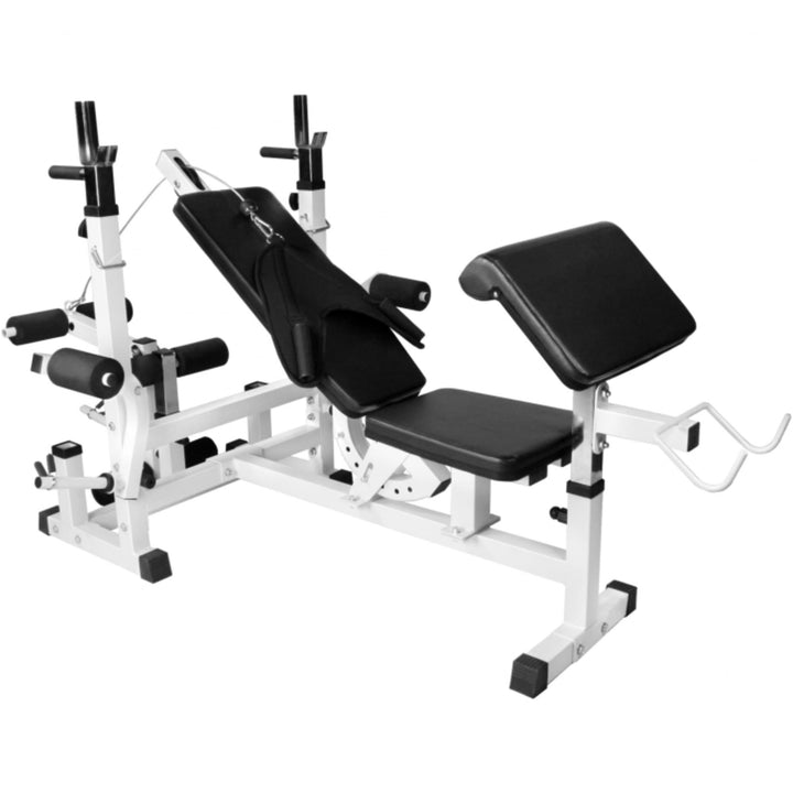 Banca multifunctionala  cu set gantere din cauciuc 108kg - Gorilla Sports Ro