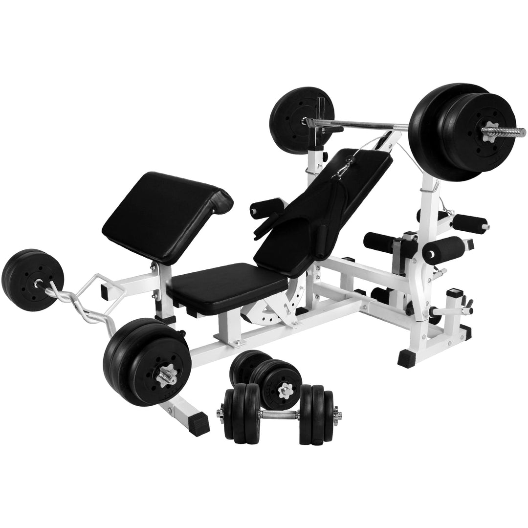 Banca multifunctionala cu set greutati 100kg + set covoras GRATUIT, Gorilla Sports - Gorilla Sports Ro