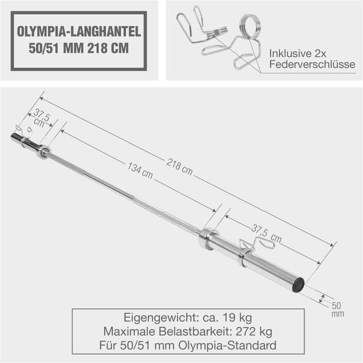 Bara olimpica 50/51 mm 218 cm - Gorilla Sports Ro