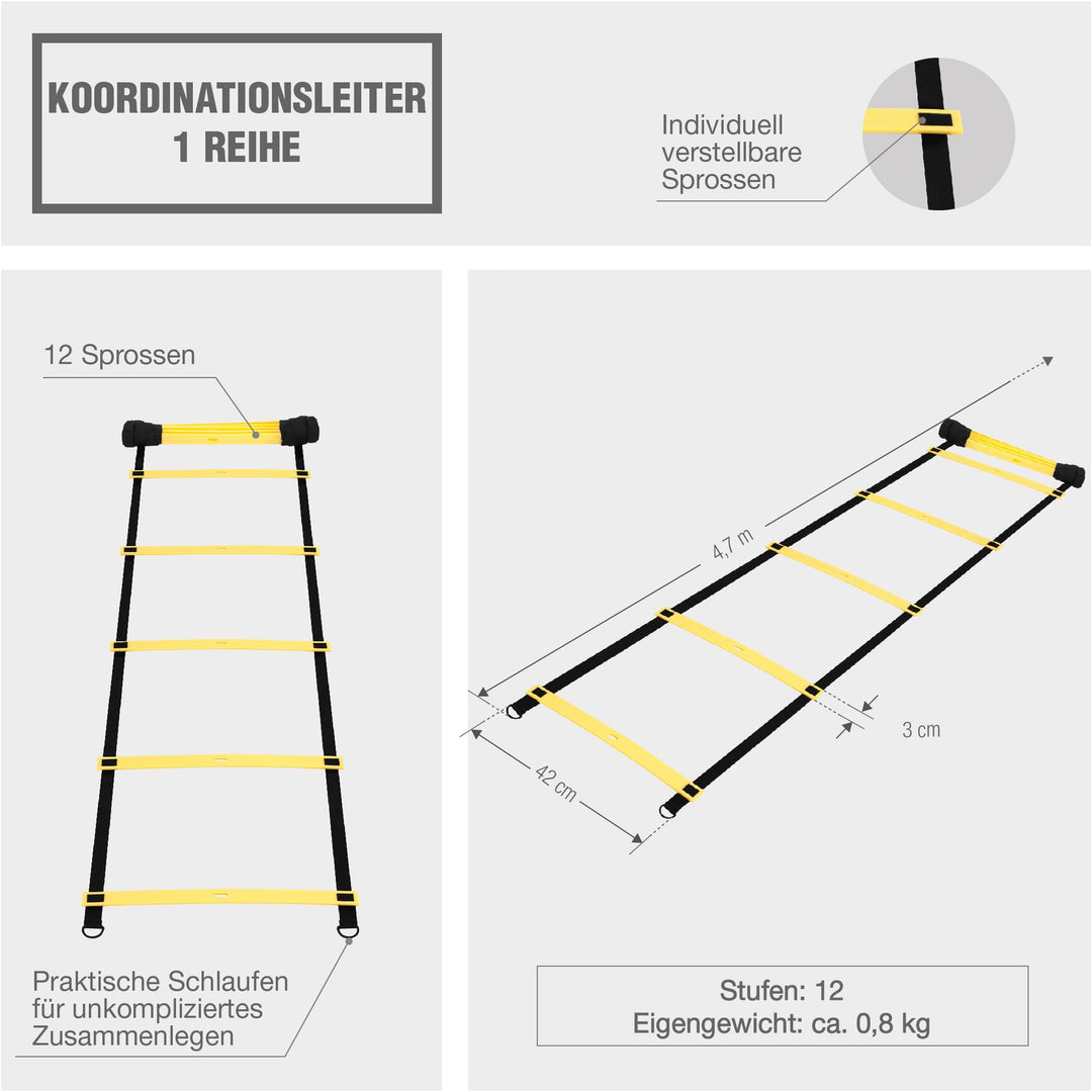 Scara pentru exercitii de coordonare Galben/Negru - Gorilla Sports Ro