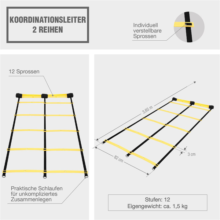 Scara pentru exercitii de coordonare Galben/Negru - Gorilla Sports Ro