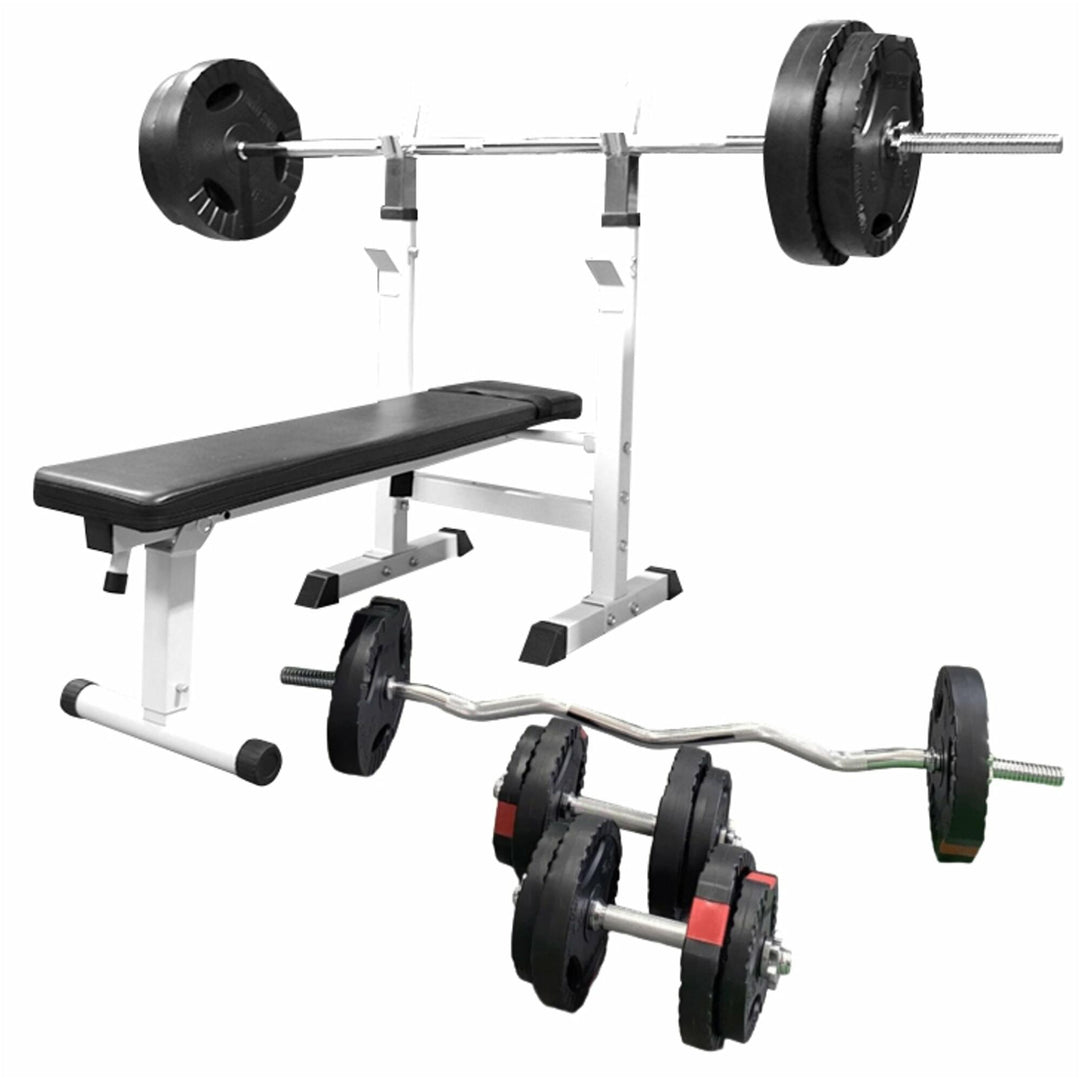 BANCĂ REGLABILĂ PENTRU PIEPT CU SUPORT + SET DE GREUTĂȚI 100 KG - Gorilla Sports Ro