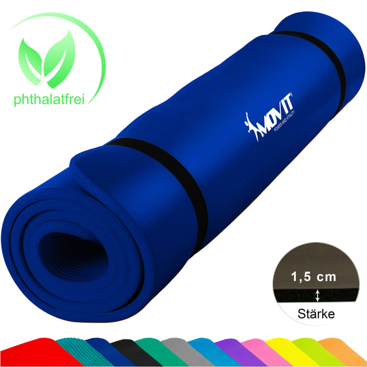 MOVIT® Gymnastikmatte, 190x60x1,5cm, Royalblau - Gorilla Sports Ro