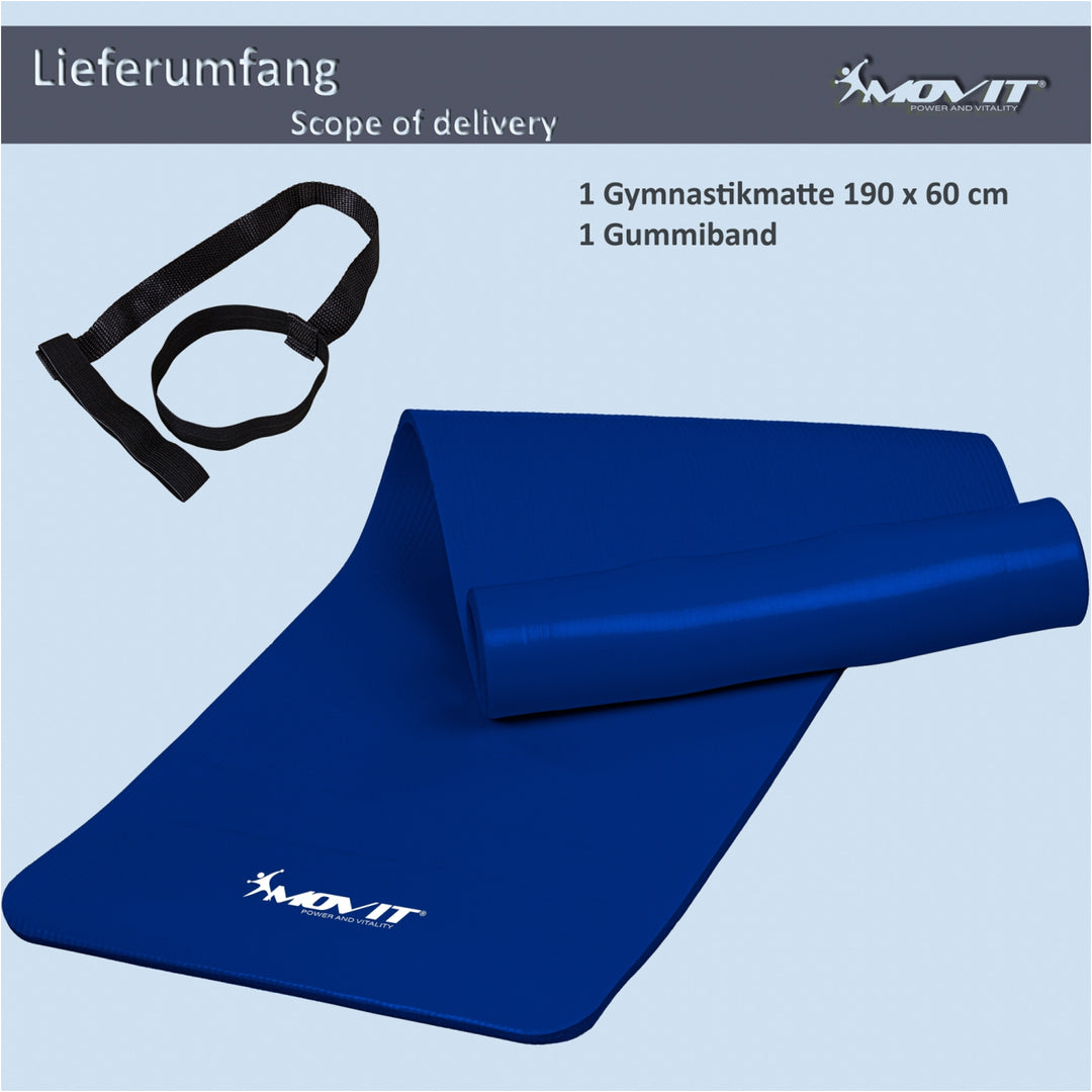 MOVIT® Gymnastikmatte, 190x60x1,5cm, Royalblau - Gorilla Sports Ro