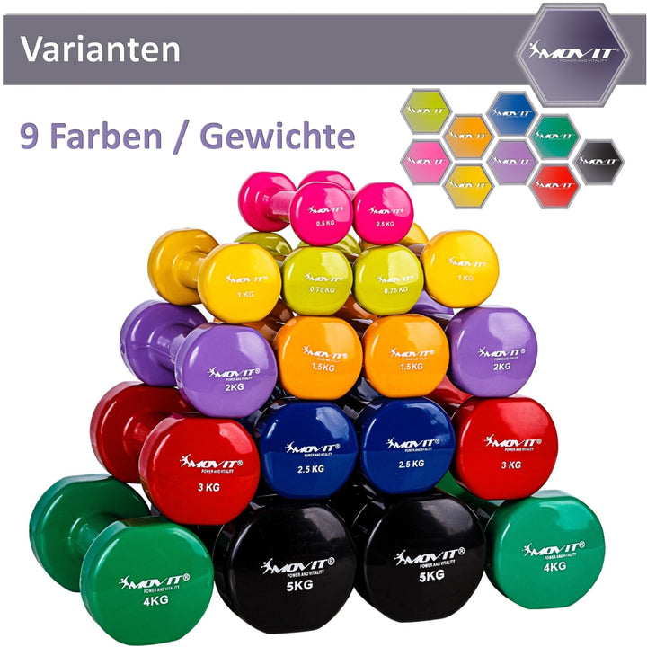 Set de 2 gantere x 1 Kg, MOVIT®, greutate 2 kg, galben - Gorilla Sports Ro