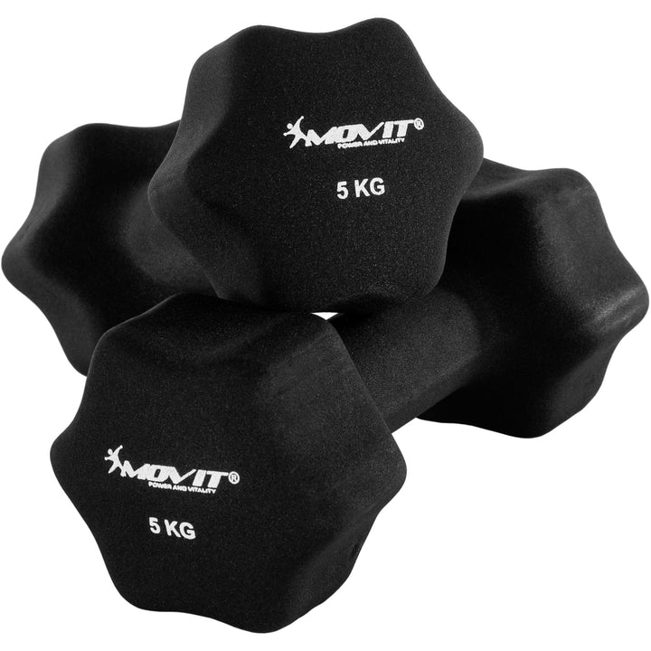 Set de 2 gantere x 5 Kg, MOVIT®, greutate 10 kg, negru - Gorilla Sports Ro