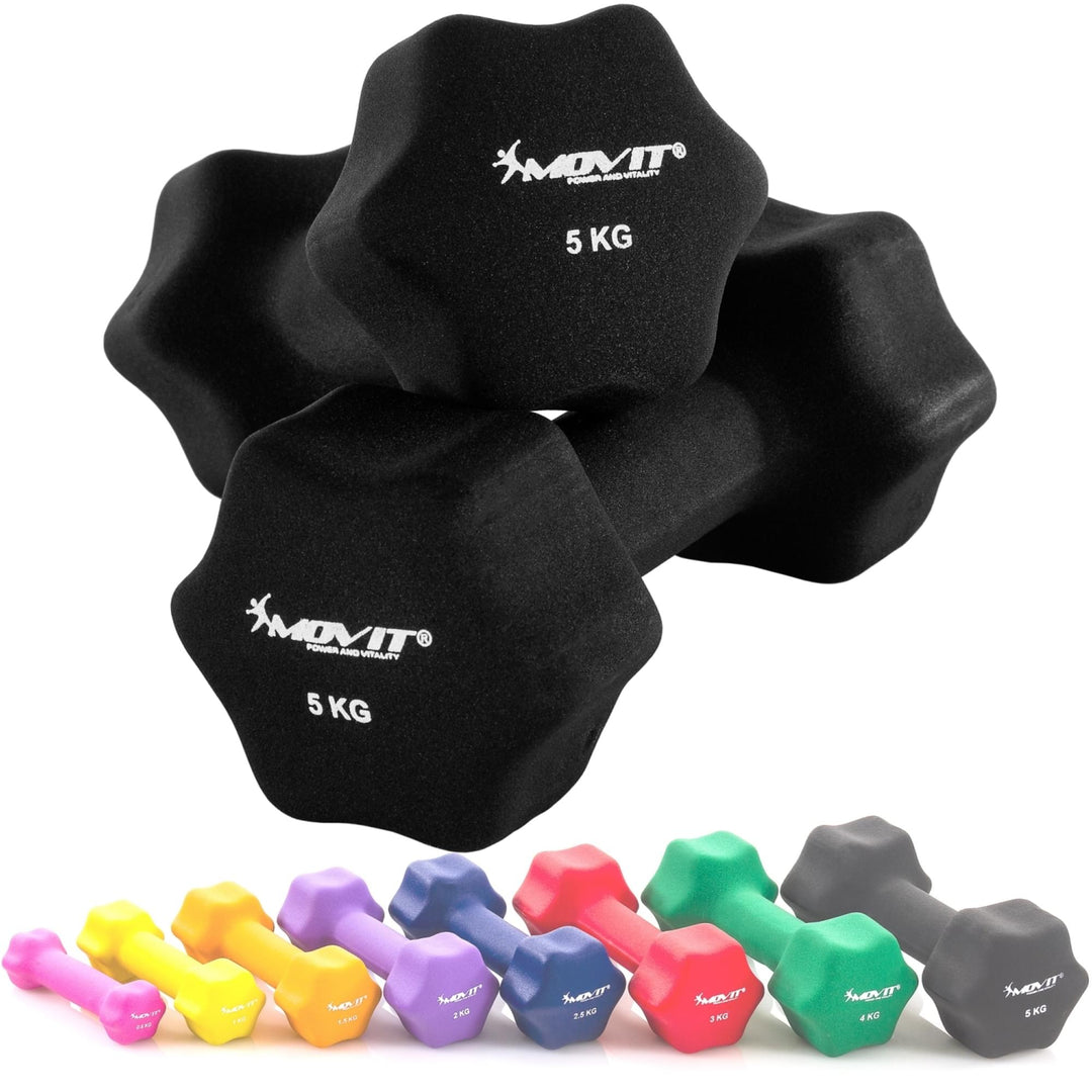 Set de 2 gantere x 5 Kg, MOVIT®, greutate 10 kg, negru - Gorilla Sports Ro