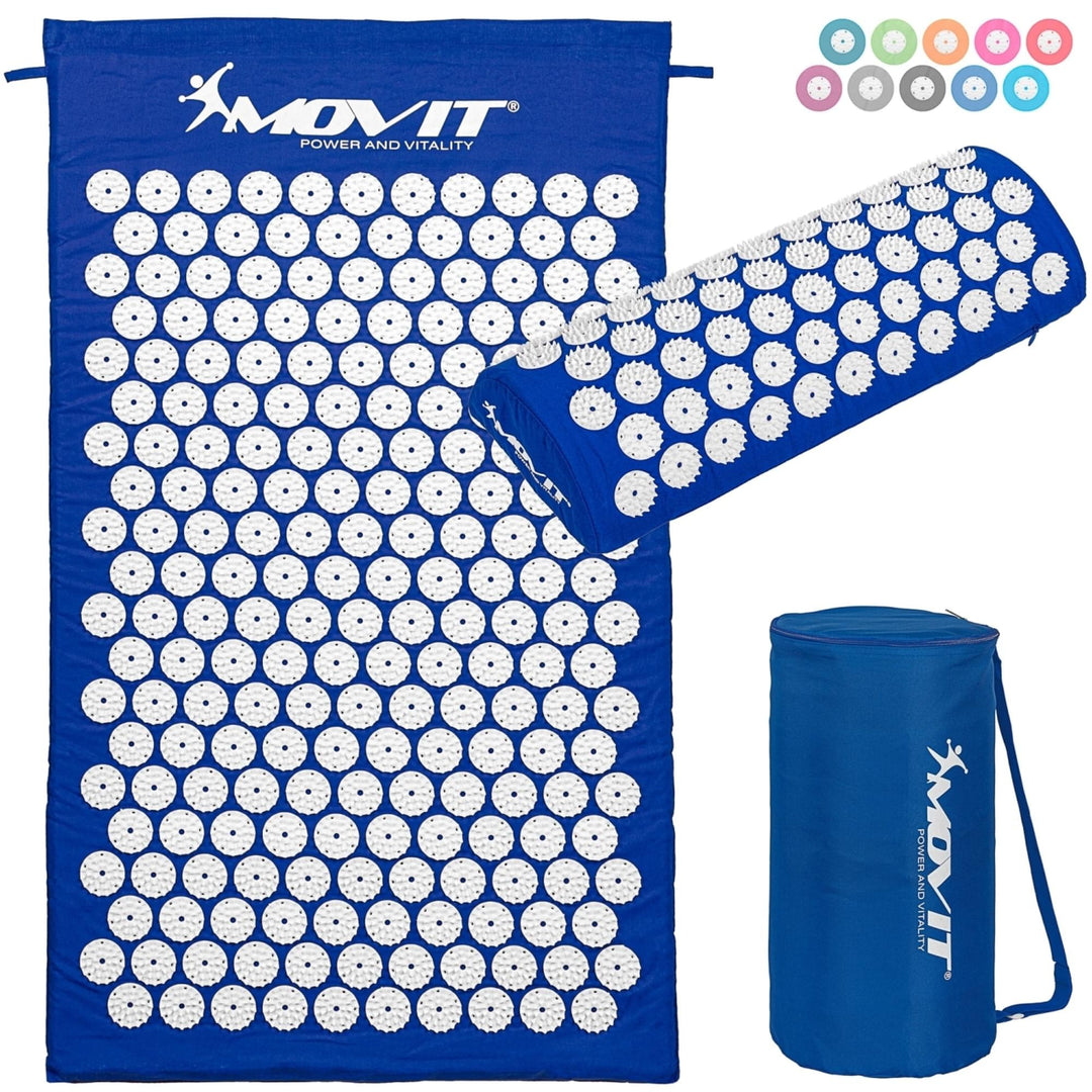 Covoras de presopunctura, MOVIT®, cu perna 75x44 cm, albastru - Gorilla Sports Ro