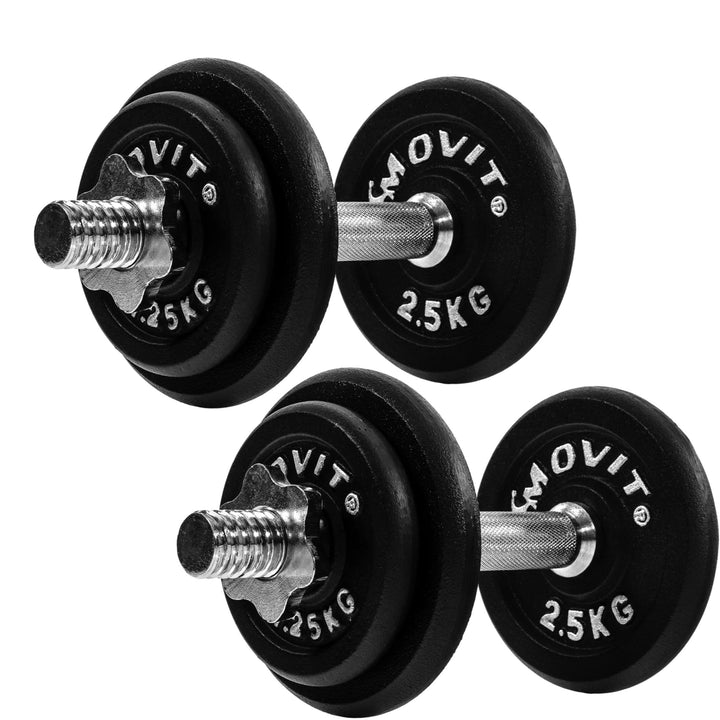 Set de 2x 10 kg gantere, MOVIT®, fonta, negre - Gorilla Sports Ro