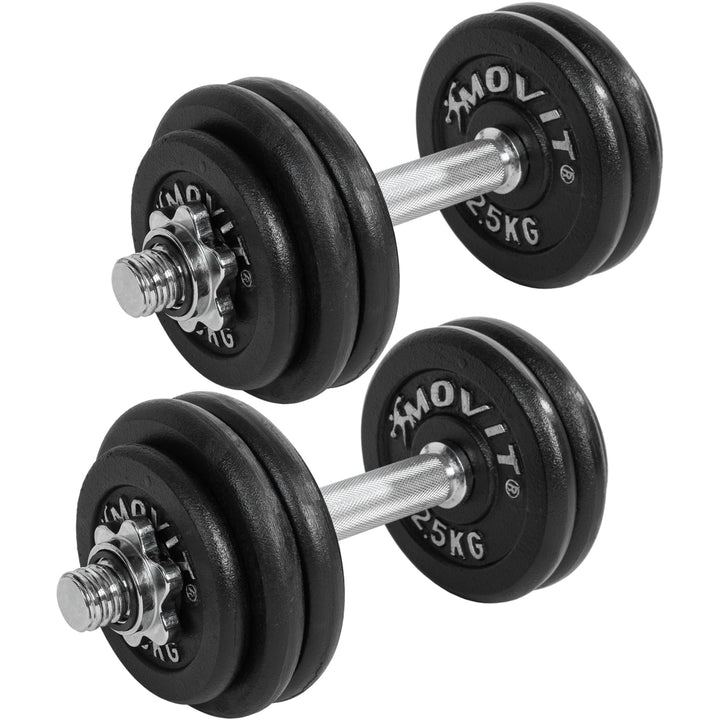 Set de 2 x 15 kg gantere, MOVIT®, fonta, negre - Gorilla Sports Ro