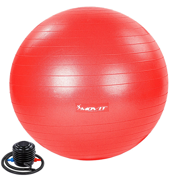 Minge de exerciții MOVIT® 65 cm, rosu cu pompă de picior - Gorilla Sports Ro