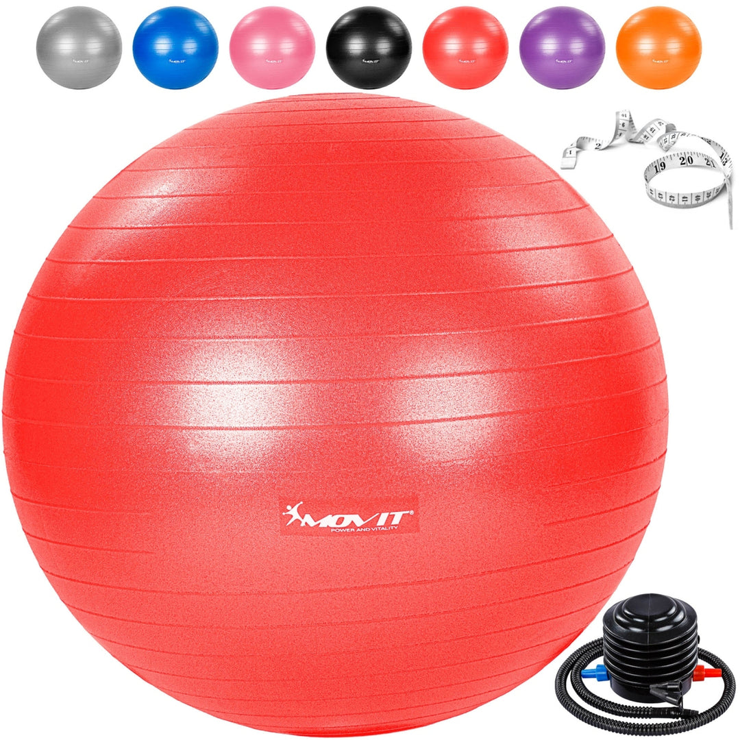 Minge de exerciții MOVIT® 65 cm, rosu cu pompă de picior - Gorilla Sports Ro