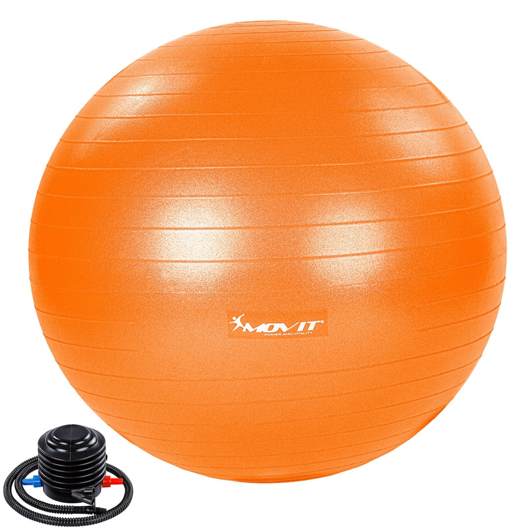 Minge de exercitii, MOVIT®, cu pompa de picior, 75 cm, portocaliu - Gorilla Sports Ro