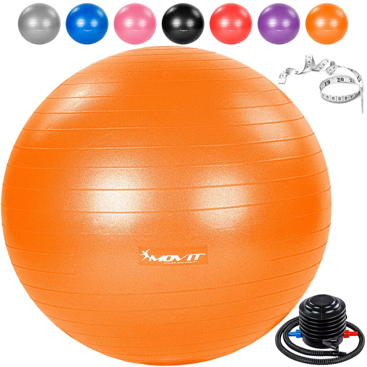 Minge de exercitii, MOVIT®, cu pompa de picior, 75 cm, portocaliu - Gorilla Sports Ro