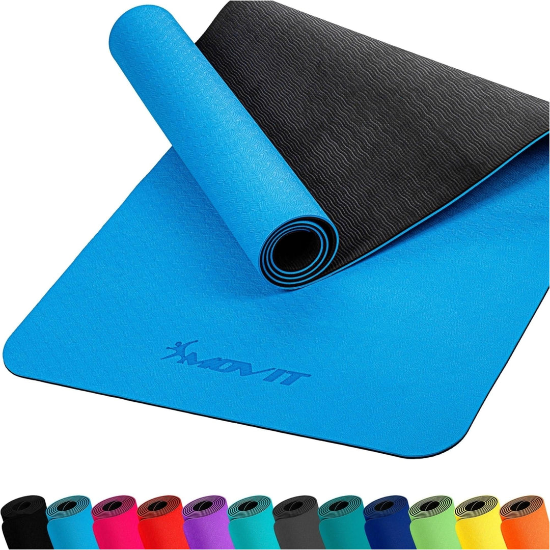Covoras de gimnastica MOVIT® TPE, 190x60x0,6cm, albastru deschis - Gorilla Sports Ro