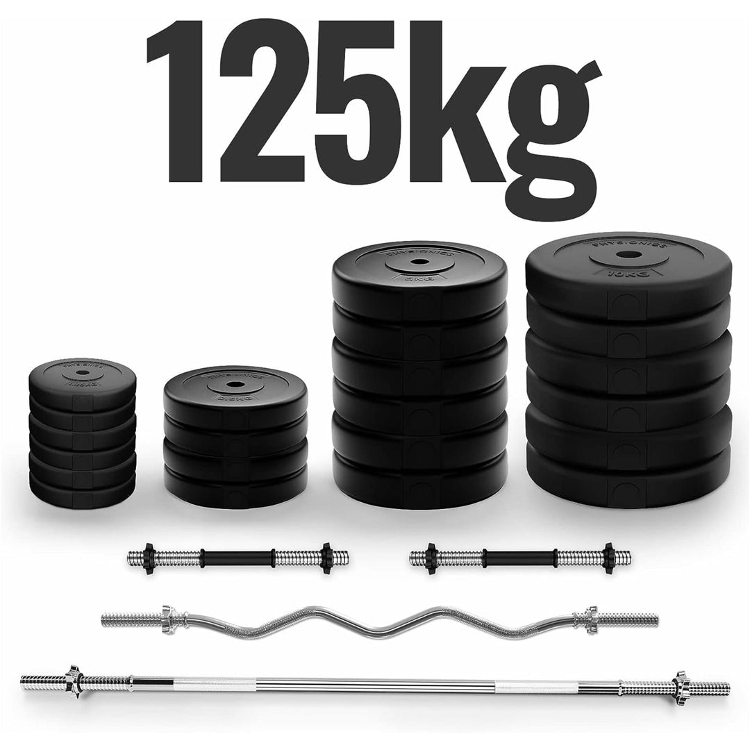 Set complete 2 bare + 2 gantere si discuri, 125kg, Physionics - Gorilla Sports Ro