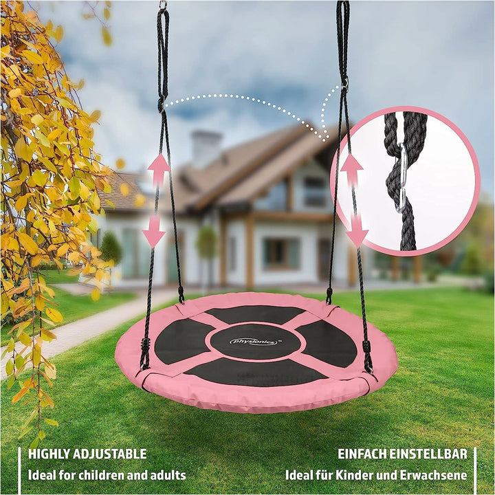 Leagan pentru copii si adulti, roz, interior/exterior, diametru 100 cm, Physionics - Gorilla Sports Ro