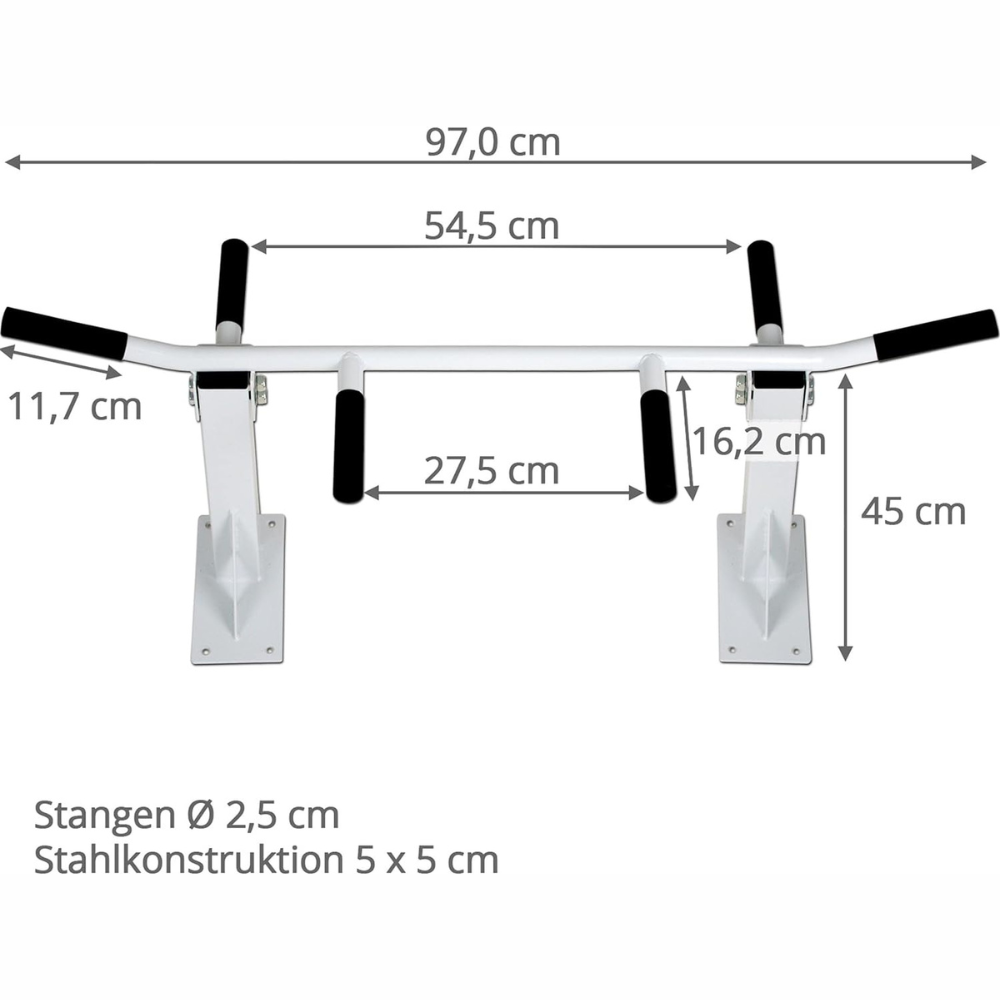 Bara de tractiune, montata pe tavan, din otel, pana la 150 kg, alba