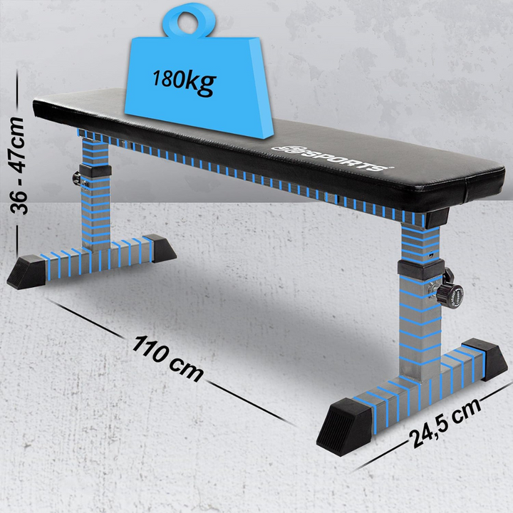 Banca de antrenament, greutate maxima 180 kg, 24 x 110 x 47 cm, negru