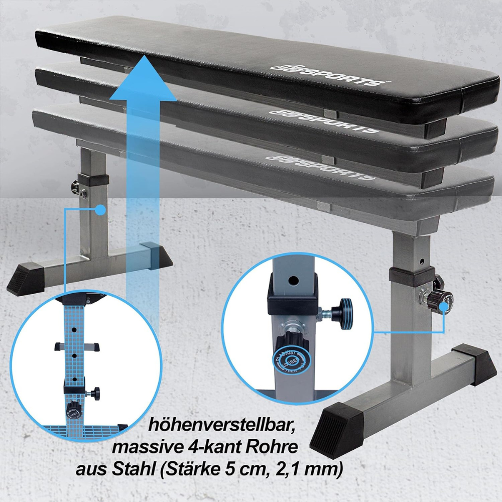 Banca de antrenament, greutate maxima 180 kg, 24 x 110 x 47 cm, negru