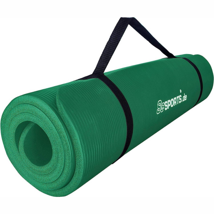 Covoras de yoga, 190 x 80 cm, grosime 1, 5 cm, antiderapant, pliabil, cu curea de transport, verde