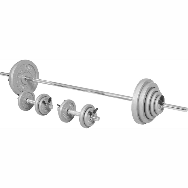 Set de haltere, cu arc de blocare, din fonta, 100 kg