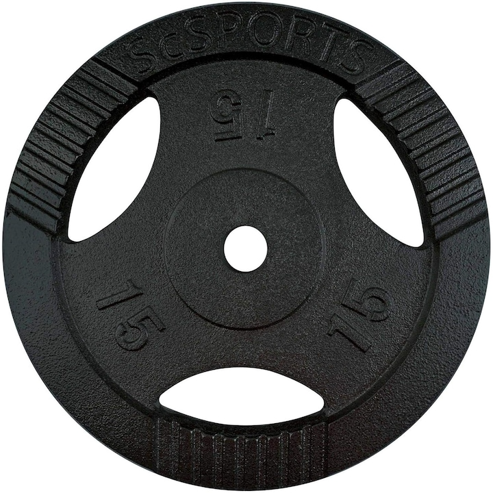 Set de placi de greutate, 30 KG (2x 15), 30/31mm, fonta, cu grip, negru