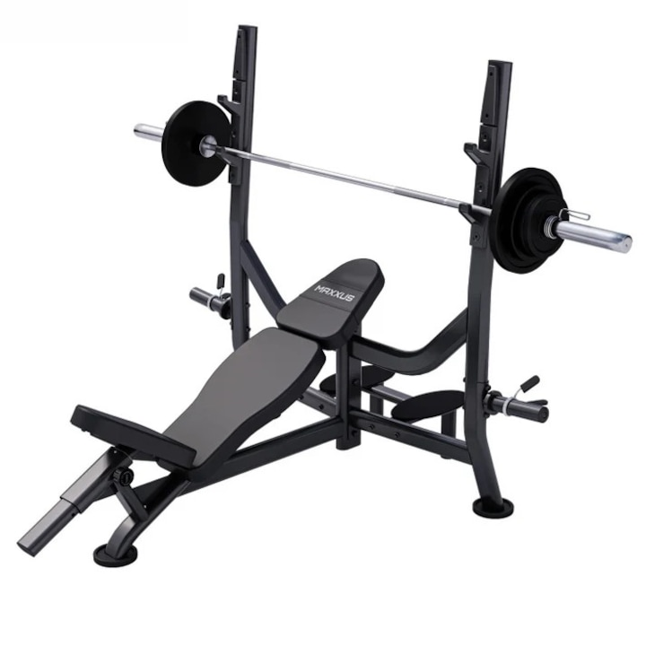 Banca inclinata + set greutati 130 Kg, suport PRO