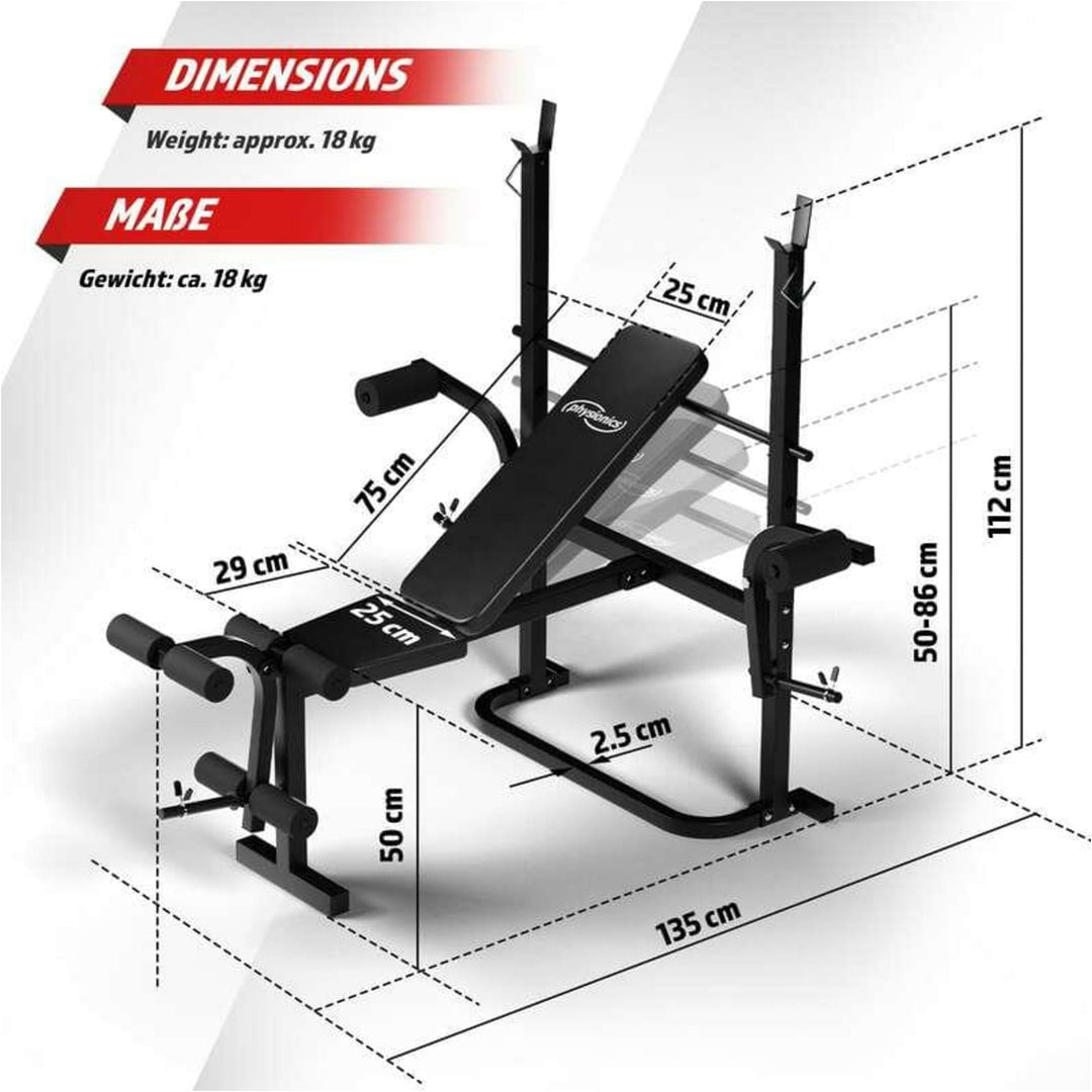 Banca de greutati, multifunctionala, Physionics - Gorilla Sports Ro