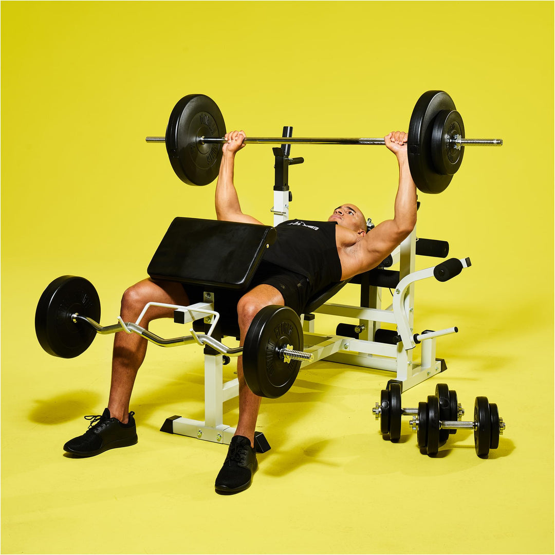 Banca multifunctionala cu set greutati 100kg + set covoras GRATUIT, Gorilla Sports - Gorilla Sports Ro