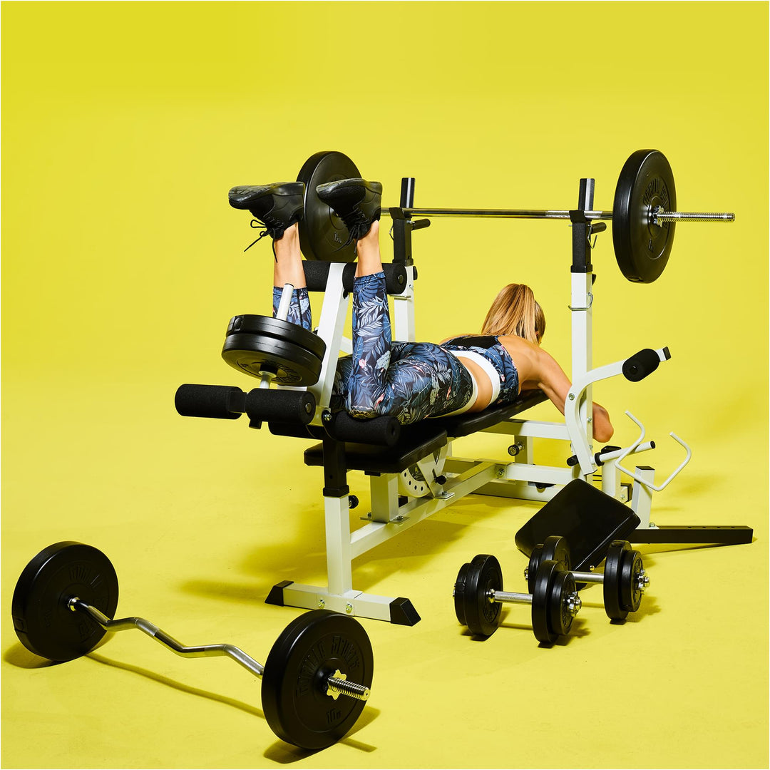 Banca multifunctionala cu set greutati 100kg + set covoras GRATUIT, Gorilla Sports - Gorilla Sports Ro