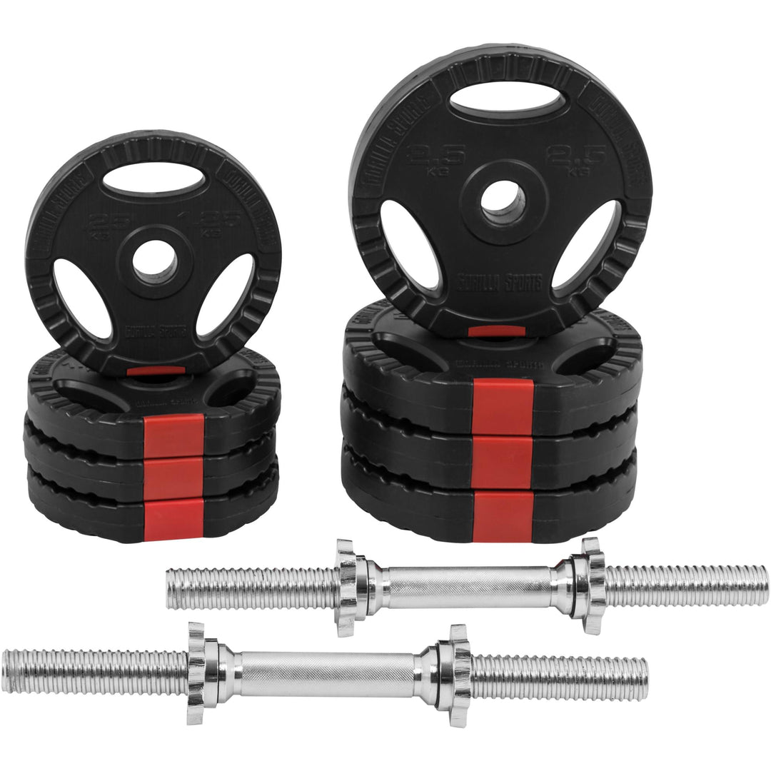 Set gantere reglabile din ciment cu grip de 20KG - Gorilla Sports Ro