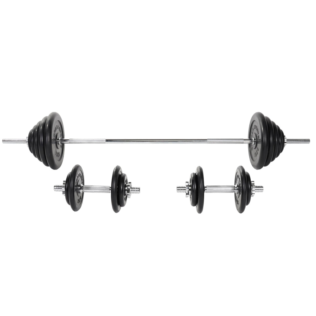 Set 2 bare + gantere, discuri cauciuc 100kg, Gorilla Sports - Gorilla Sports Ro