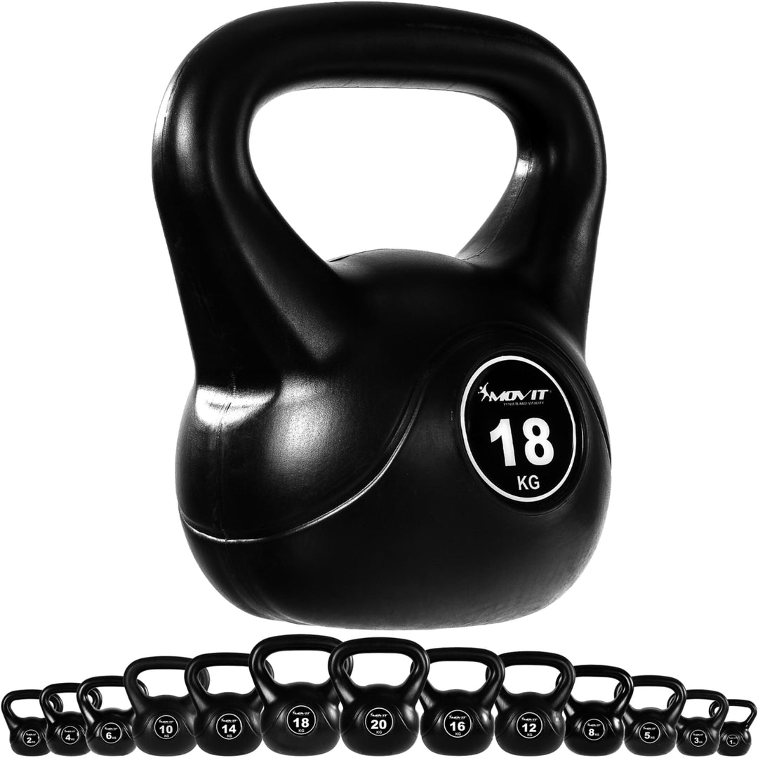 Kettlebell , MOVIT® de 18kg, negru - Gorilla Sports Ro