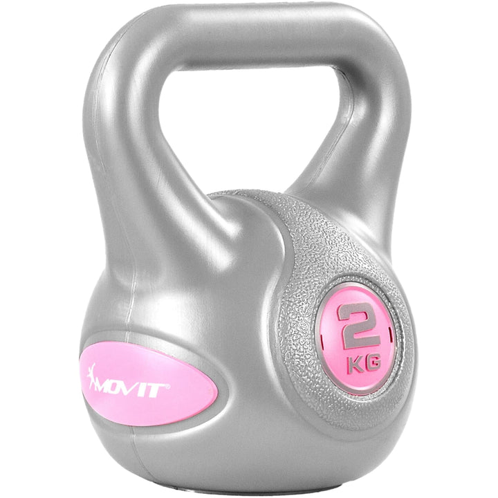 Kettlebell, MOVIT® de 2 kg, gri/roz - Gorilla Sports Ro