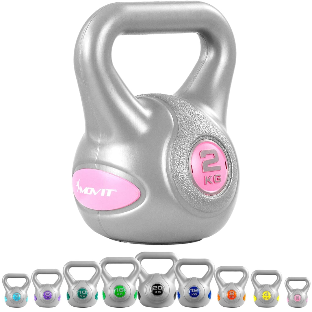 Kettlebell, MOVIT® de 2 kg, gri/roz - Gorilla Sports Ro