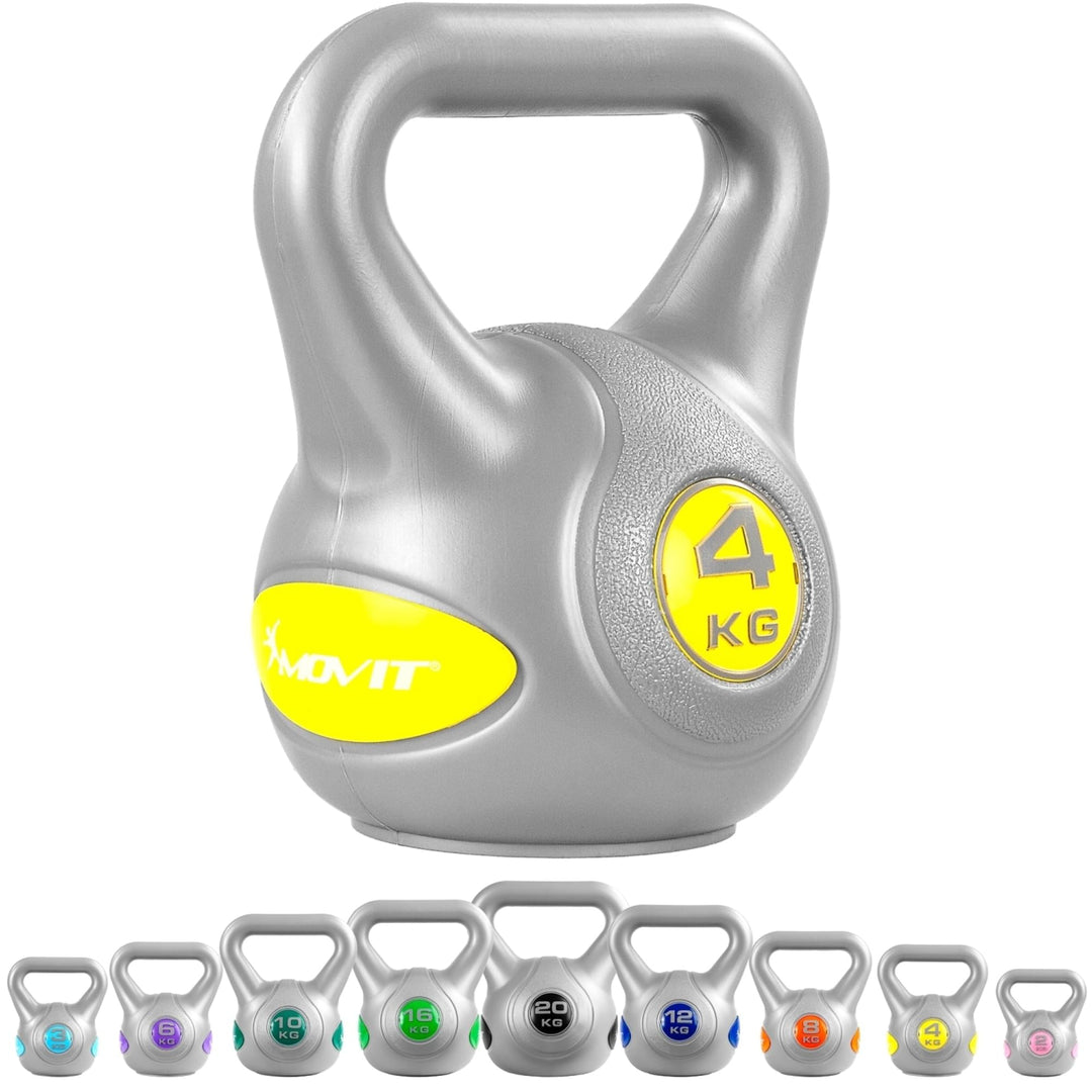 Kettlebell, MOVIT® de 4 kg, gri/galben - Gorilla Sports Ro