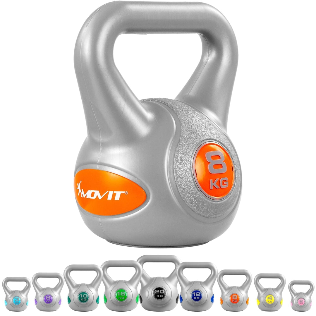 Kettlebell, MOVIT®, 8 kg, gri/portocaliu - Gorilla Sports Ro