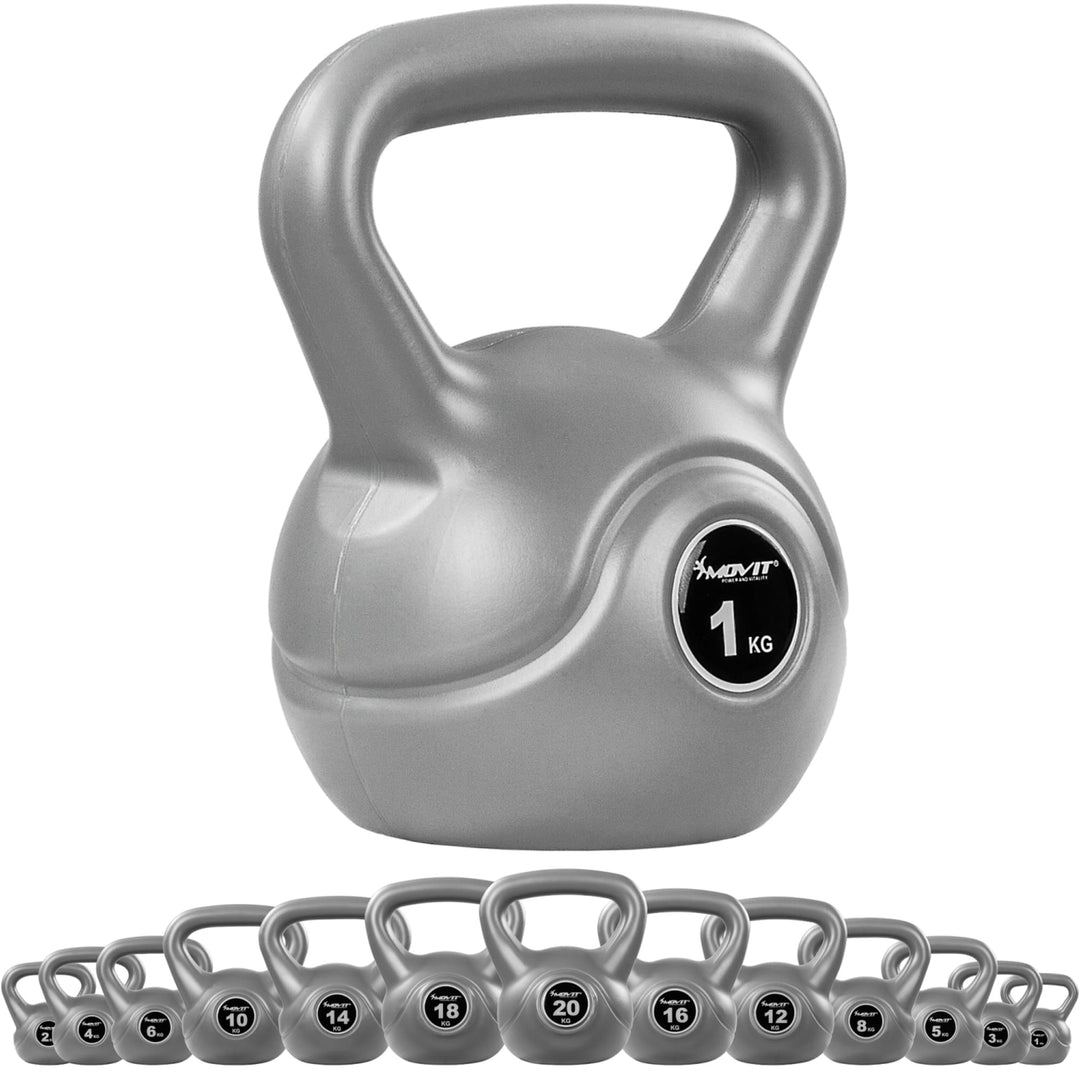 Kettlebell, MOVIT® de 1 kg, gri - Gorilla Sports Ro