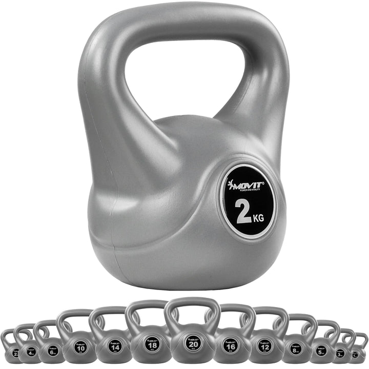 Kettlebell, MOVIT® de 2 kg, gri - Gorilla Sports Ro