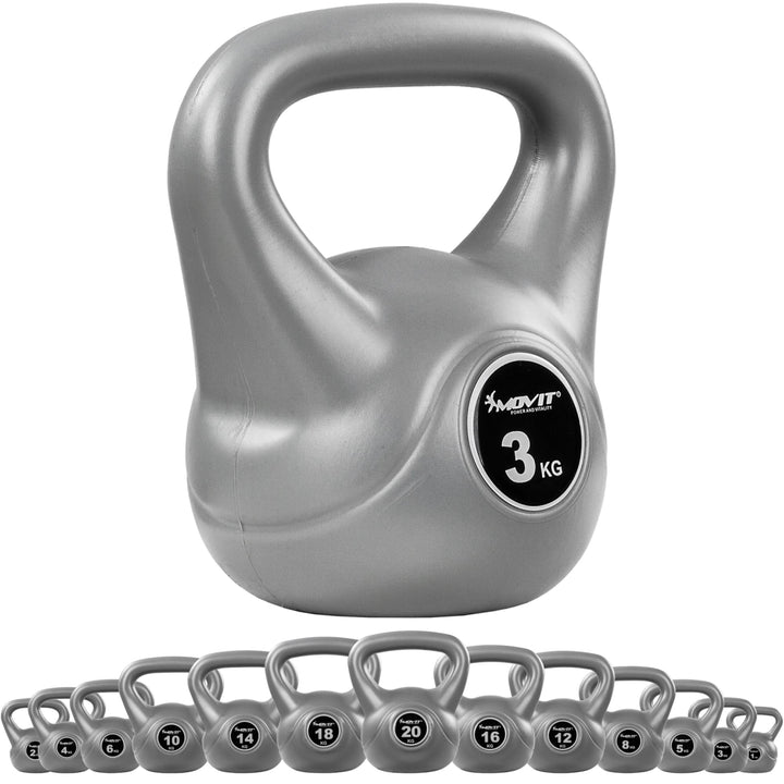 Kettlebell, MOVIT®, 3 kg, gri/negru - Gorilla Sports Ro