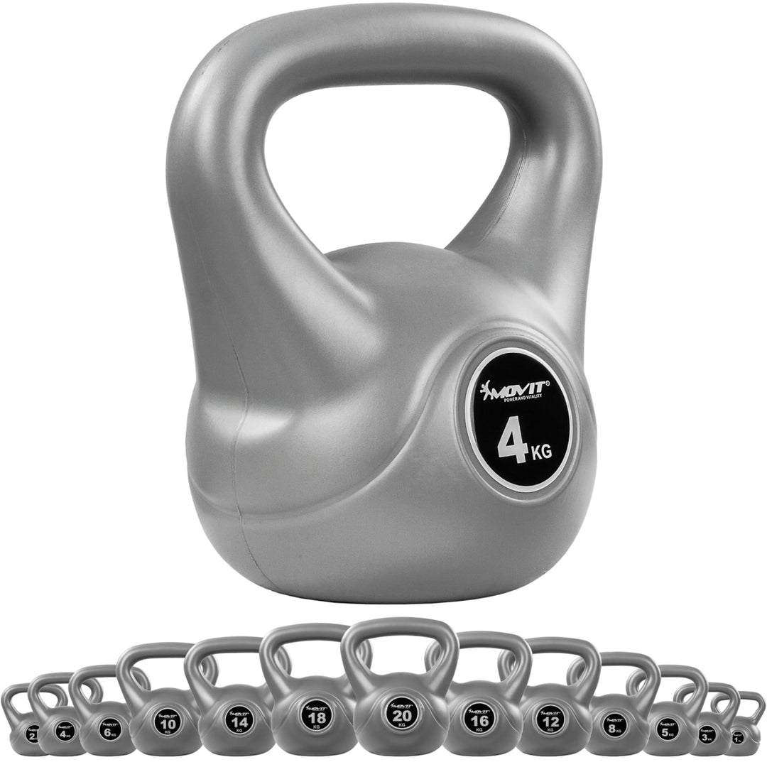 Kettlebell , MOVIT®, 4 kg, gri - Gorilla Sports Ro