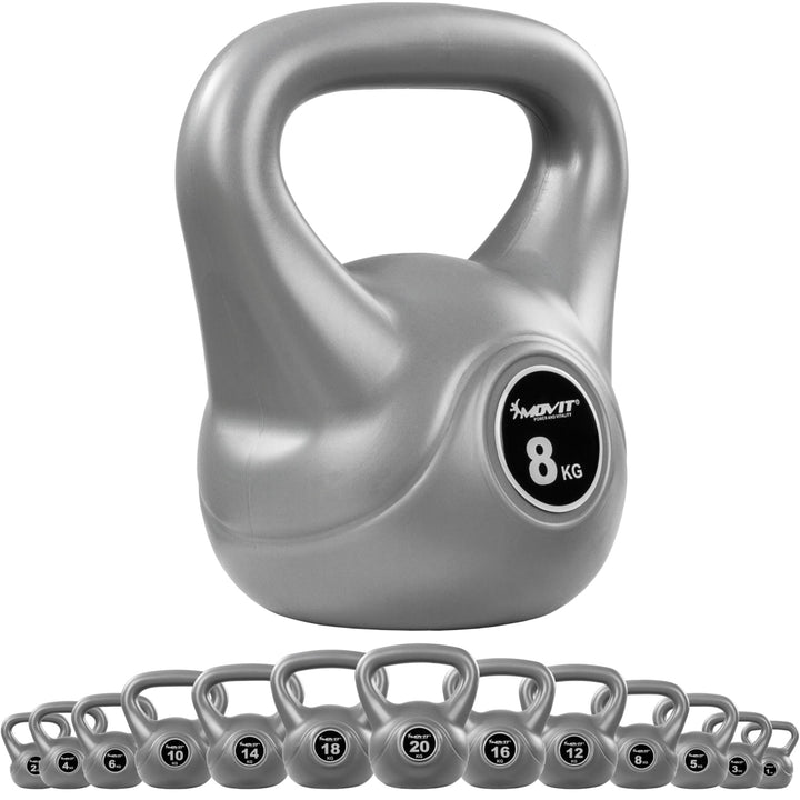 Kettlebell, MOVIT® de 8kg, gri - Gorilla Sports Ro