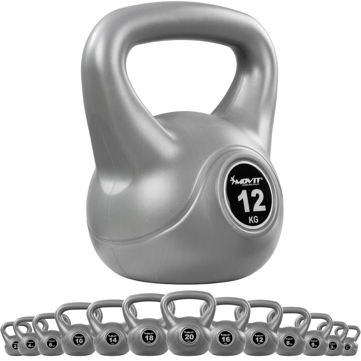 Kettlebell, MOVIT®,12 kg, gri - Gorilla Sports Ro