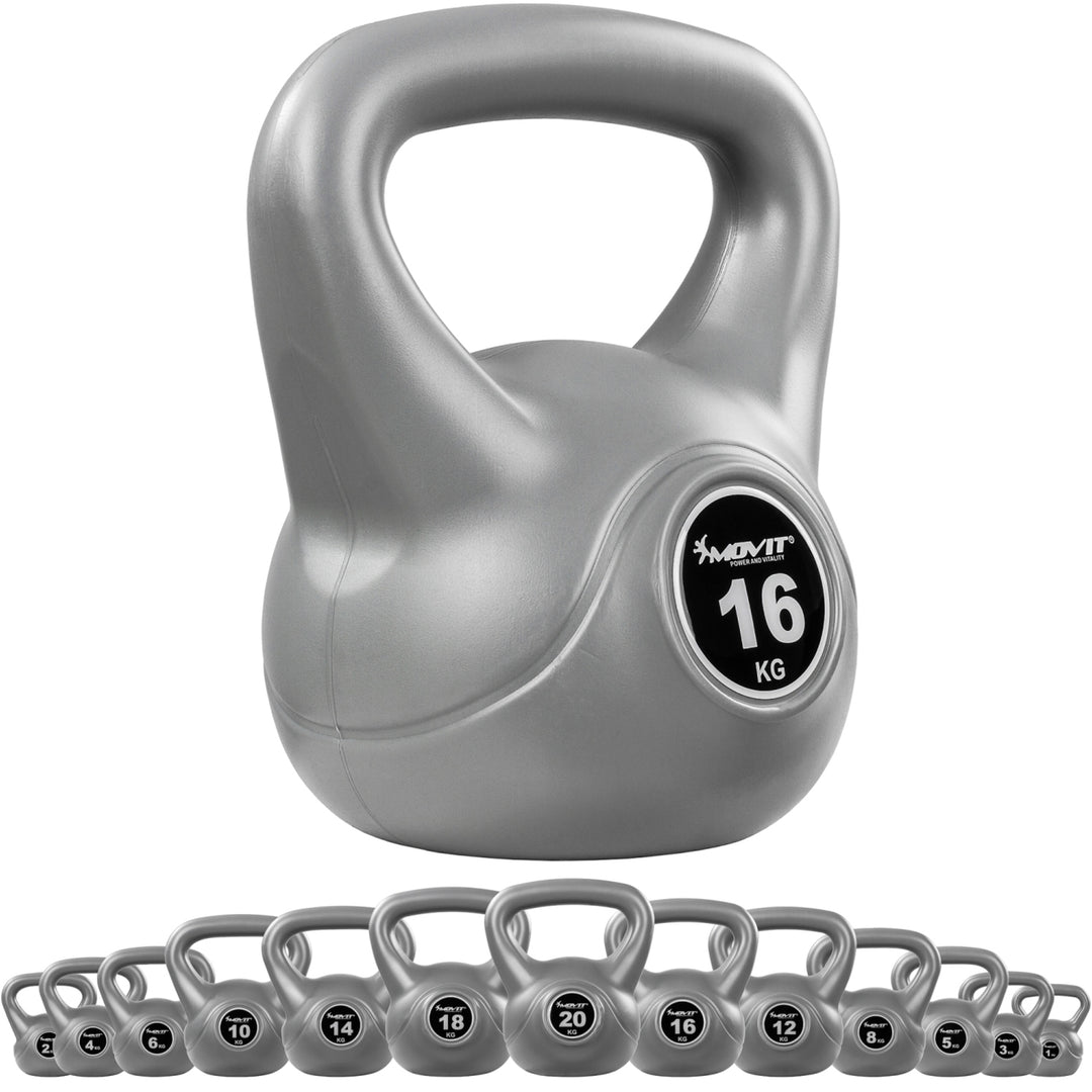 Kettlebell , MOVIT® de 16 kg, gri - Gorilla Sports Ro